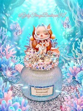 Skullpanda “The Joy Figure” Butterfly Garden Scented Candle — Pastel Blue